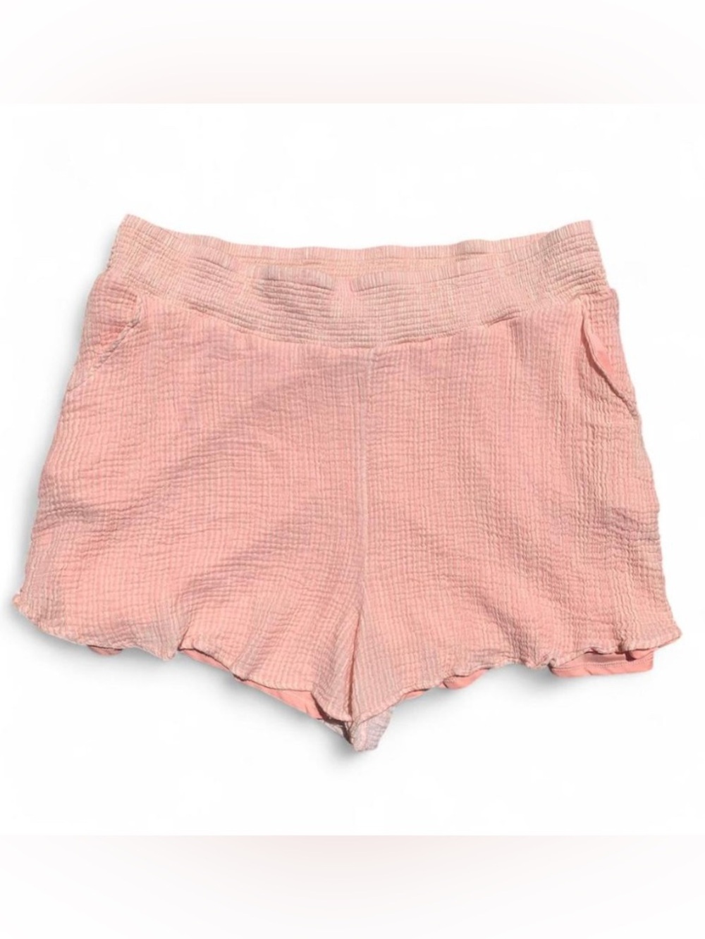 Coastal Preppy Peach Cotton Pull-On Shorts with Lining